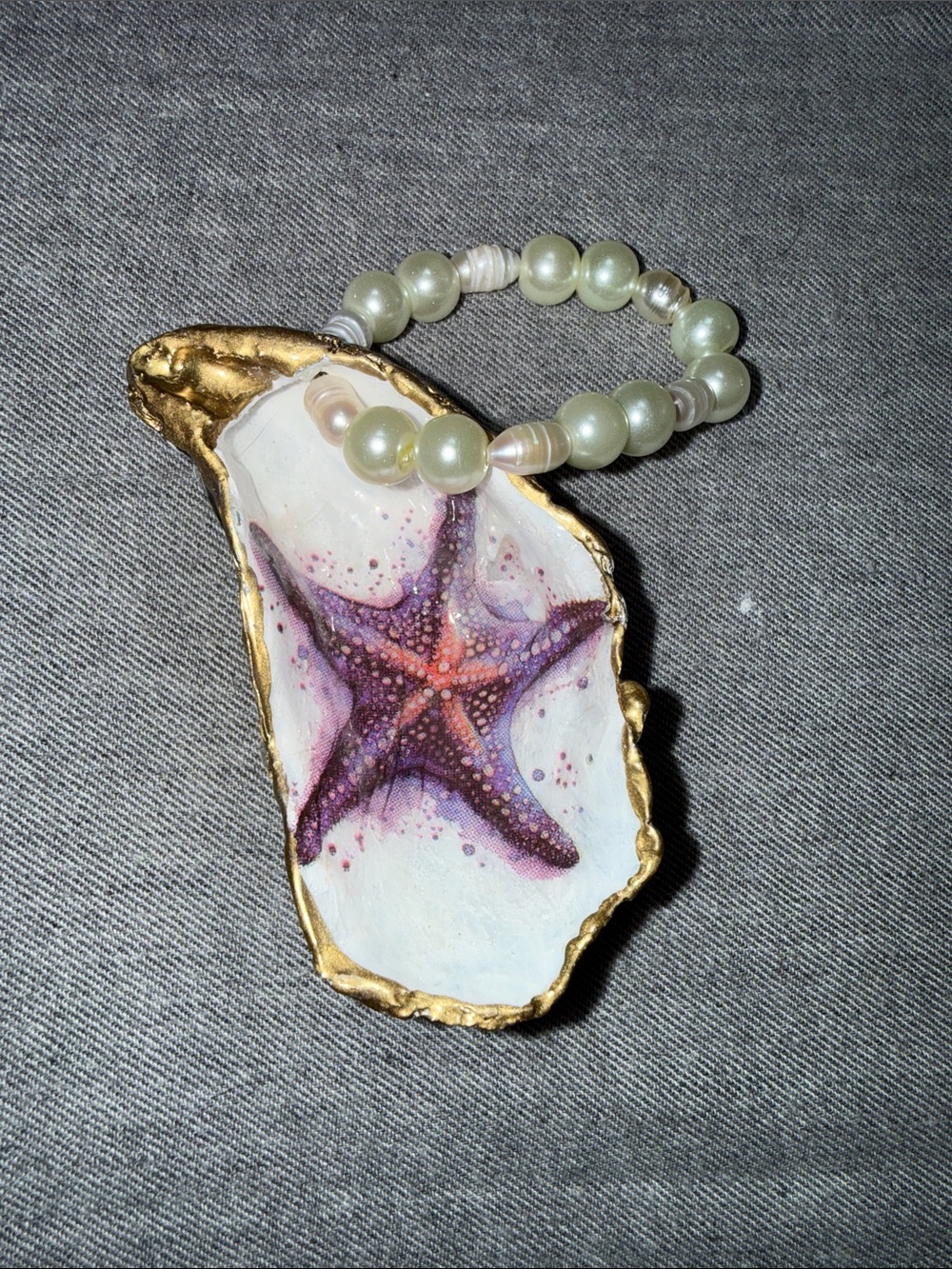 Handmade Oyster Shell Starfish Ornament
